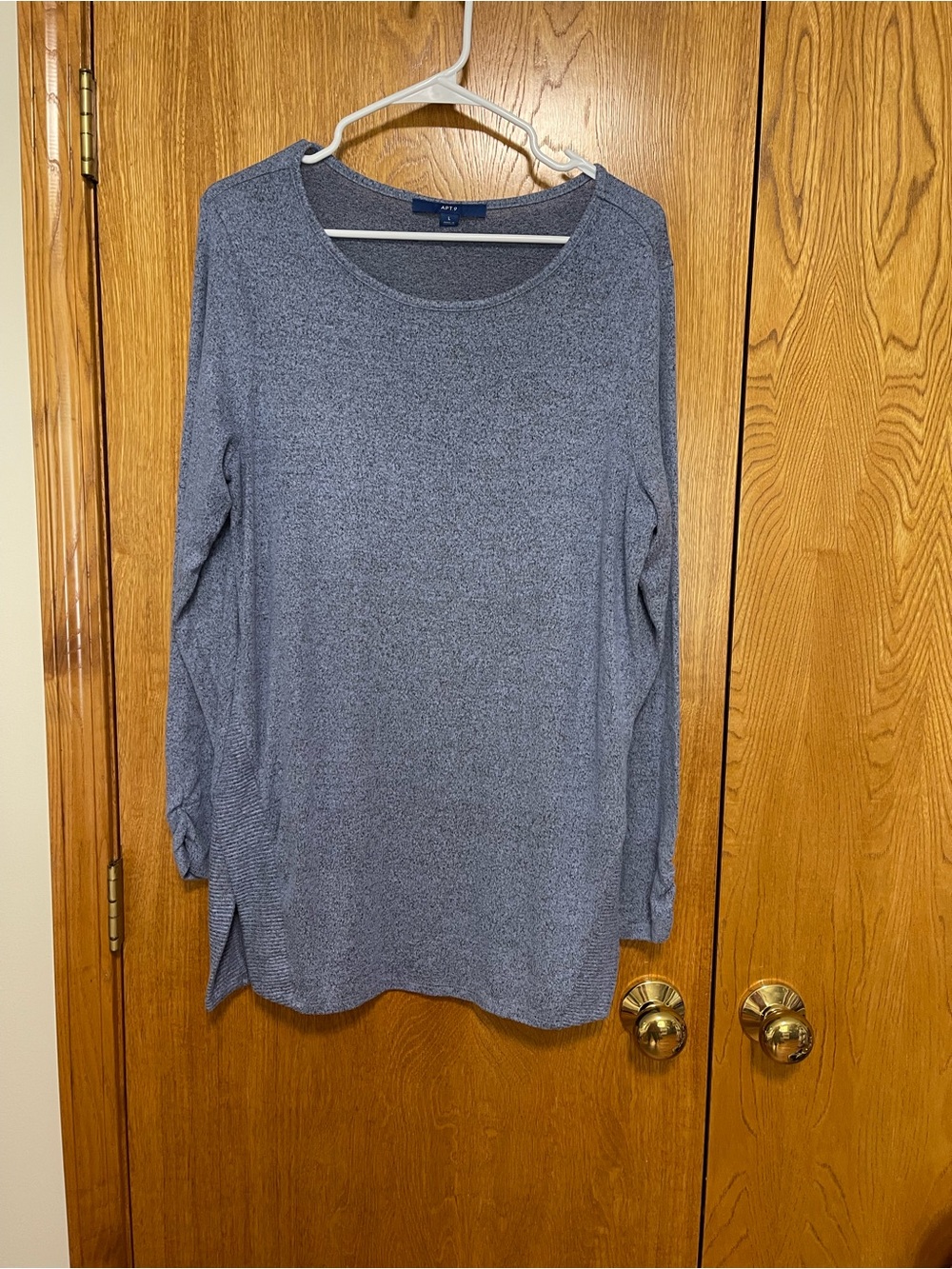 Apt. 9 Long Sleeve Scoop Neck Knit Top - Heather Blue